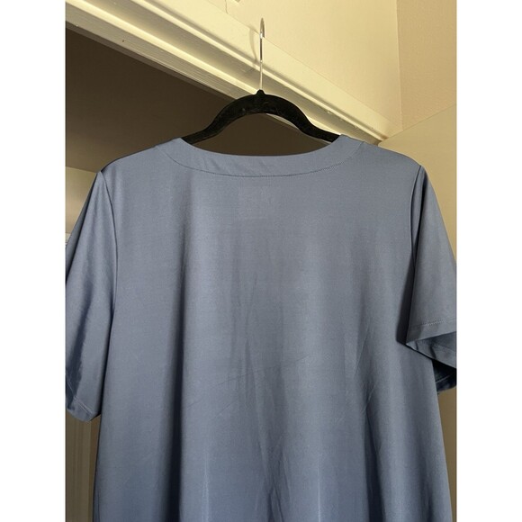 Cuddl Duds Flutter Sleeve V-Neck Dress Blue Size L Silky Soft Stretch - Picture 8 of 12